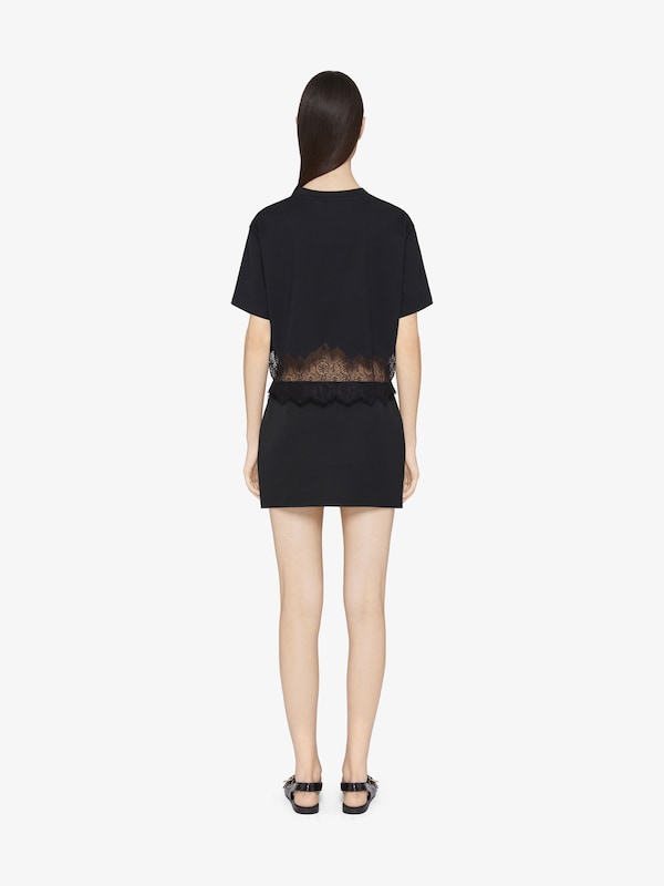 Givenchy Cropped T-shirt In Cotton And Lace