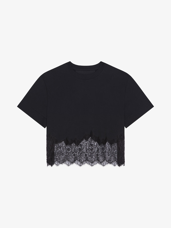 Givenchy Cropped T-shirt In Cotton And Lace