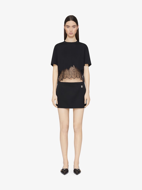 Givenchy Cropped t-shirt in cotton and lace