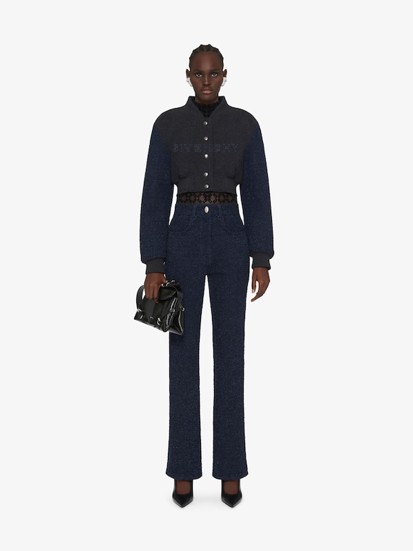 Givenchy GIVENCHY cropped varsity jacket in wool and denim