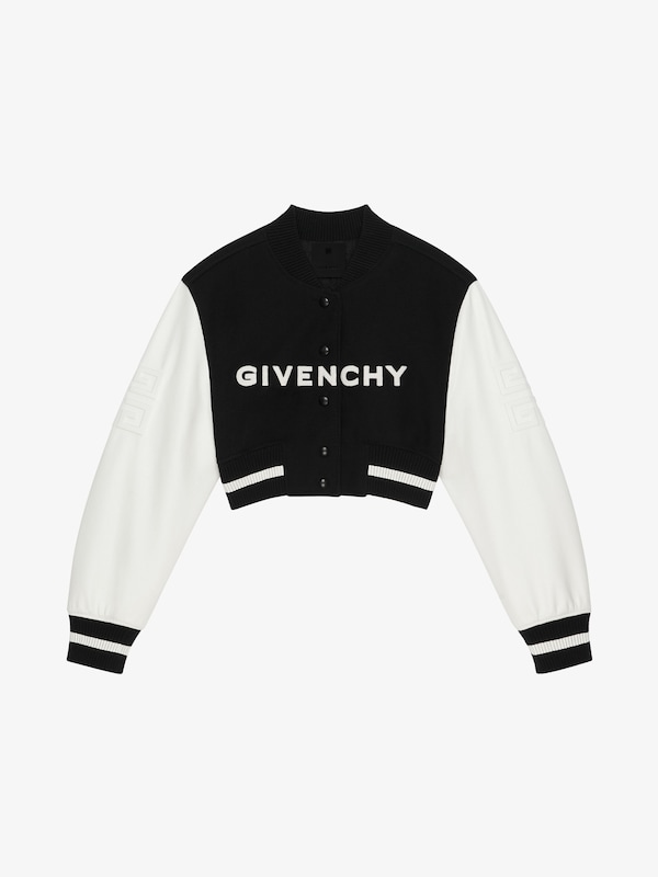 Givenchy GIVENCHY cropped varsity jacket in wool and leather