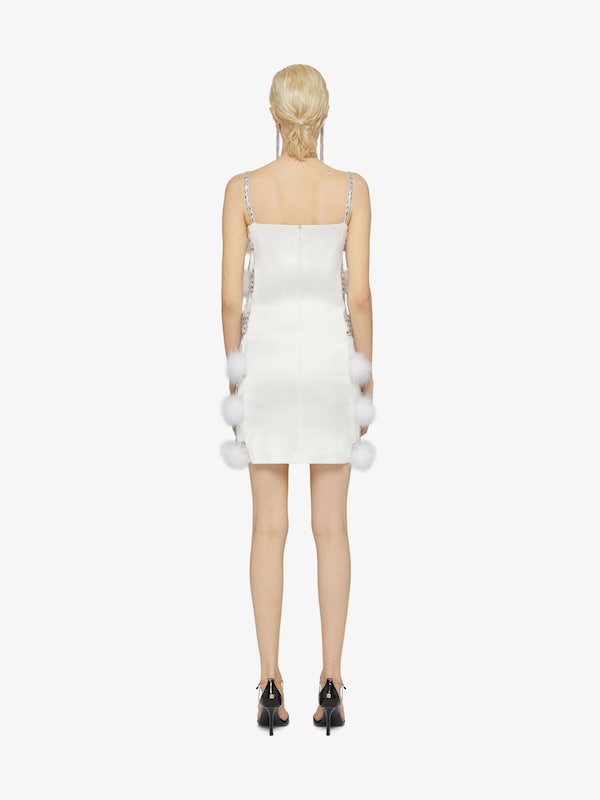 Givenchy Dress In Satin With Pompoms And Crystals