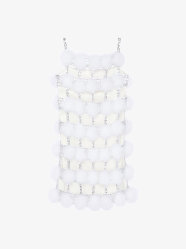 Givenchy Dress In Satin With Pompoms And Crystals