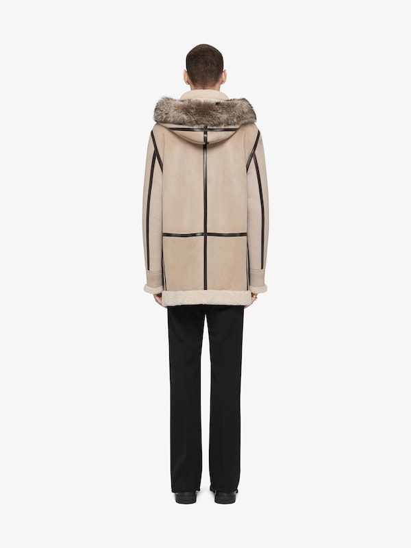 Givenchy Duffle Coat In Shearling And Leather