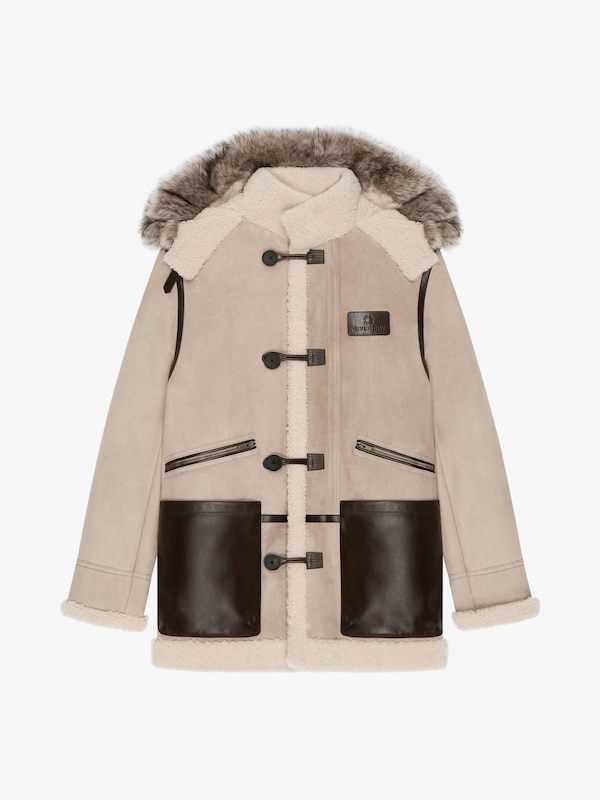 Givenchy Duffle Coat In Shearling And Leather