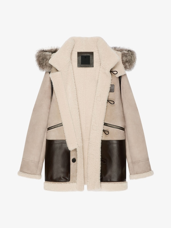 Givenchy Duffle Coat In Shearling And Leather