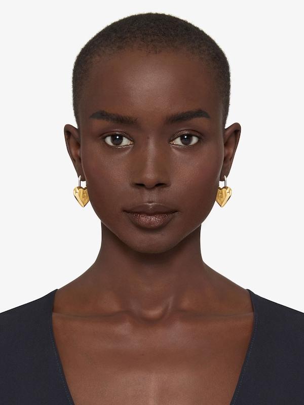 Givenchy Heart Lock Earrings In Metal