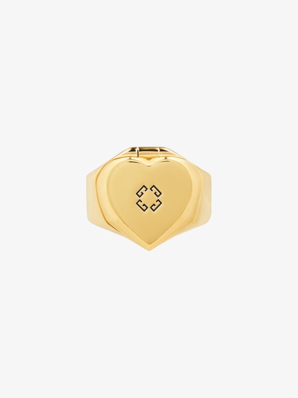 Givenchy Heart Mirror Signet Ring In Metal