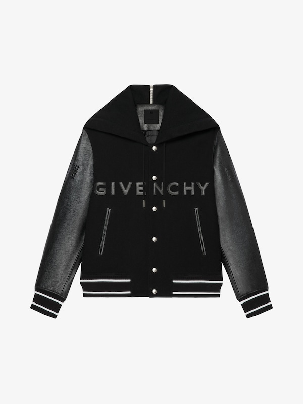 Givenchy GIVENCHY Hooded Varsity Jacket In Wool And Leather