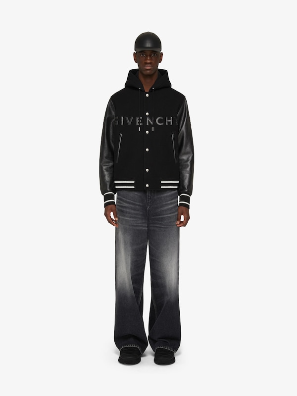 Givenchy GIVENCHY hooded varsity jacket in wool and leather