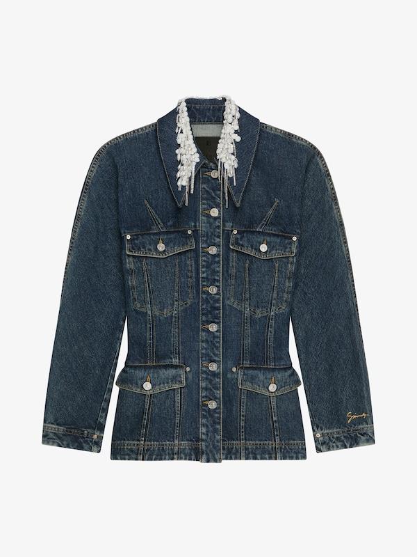 Givenchy Jacket In Denim With Crystals And Pearls
