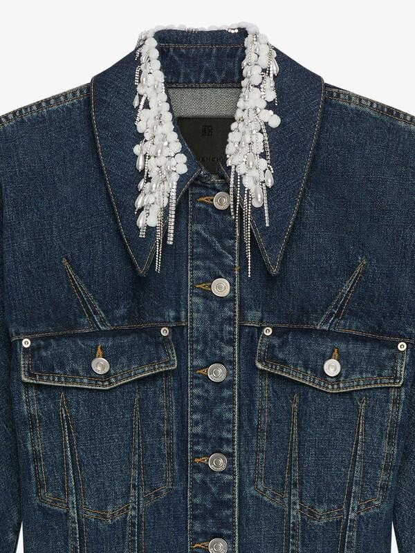 Givenchy Jacket In Denim With Crystals And Pearls