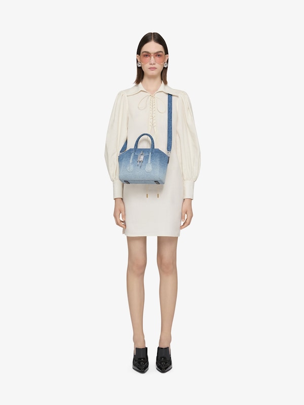 Givenchy Mini Antigona Lock Bag In Gradient Denim