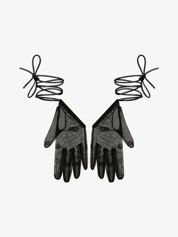 Givenchy Mini Asymmetrical Gloves In 4G Tulle