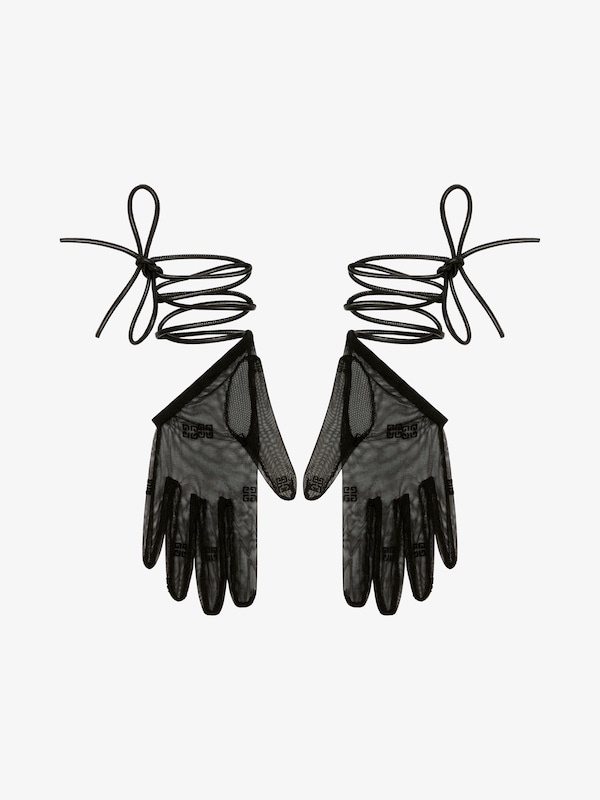 Givenchy Mini Asymmetrical Gloves In 4G Tulle