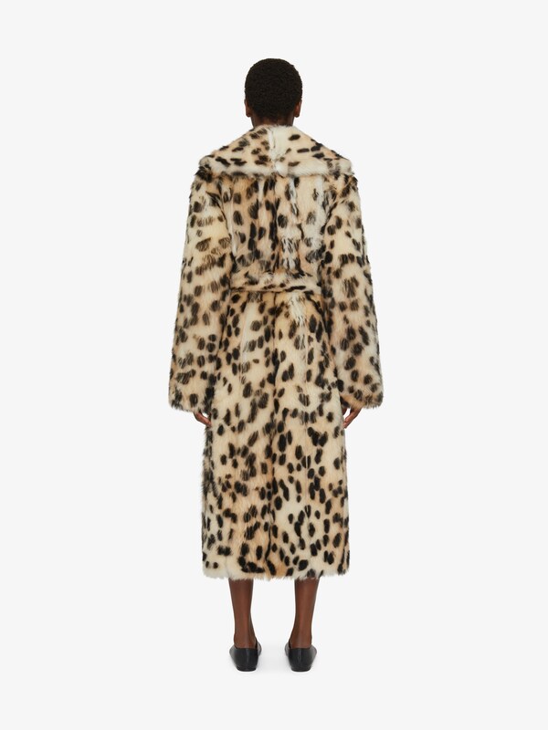 Givenchy Oversized Coat In Fur With Leopard Print