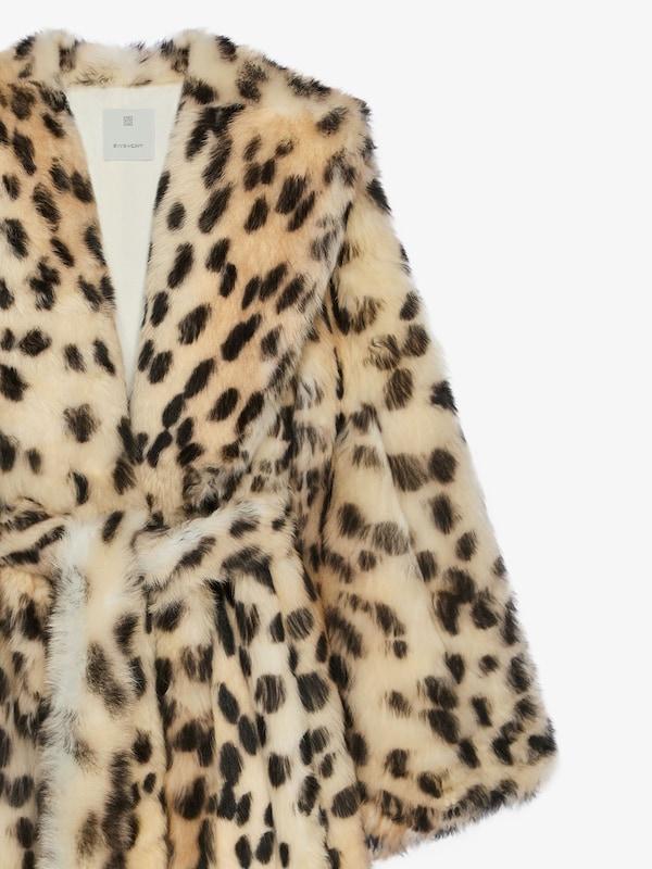 Givenchy Oversized Coat In Fur With Leopard Print