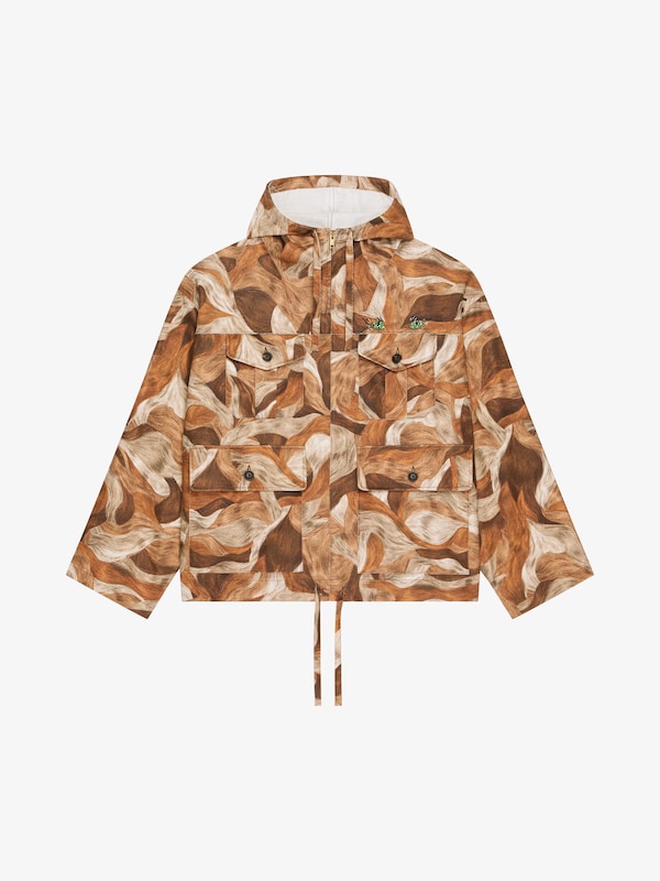 Givenchy Parka In Linen With Camo Cats Print