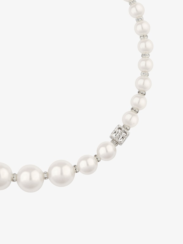 Givenchy Pearl Necklace In Metal With Crystals