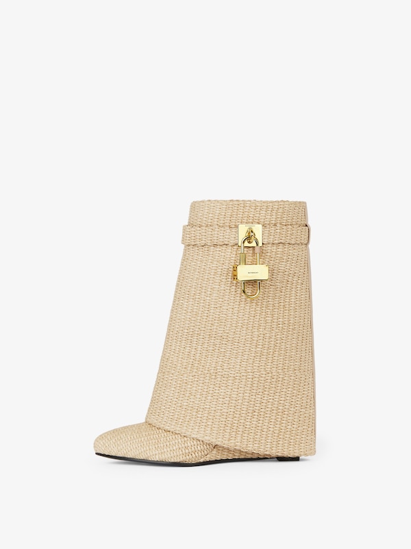 Givenchy Shark Lock Ankle Boots In Raffia