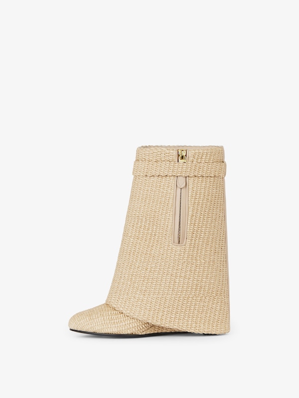 Givenchy Shark Lock Ankle Boots In Raffia