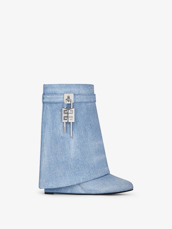 Givenchy Shark Lock ankle boots in washed denim