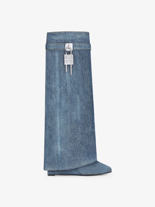 Givenchy Shark Lock boots in washed denim