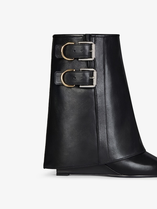 Givenchy Shark Lock Buckles Ankle Boots In Leather