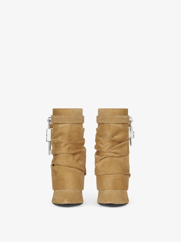 Givenchy Shark Lock Stiletto Ankle Boots In Suede