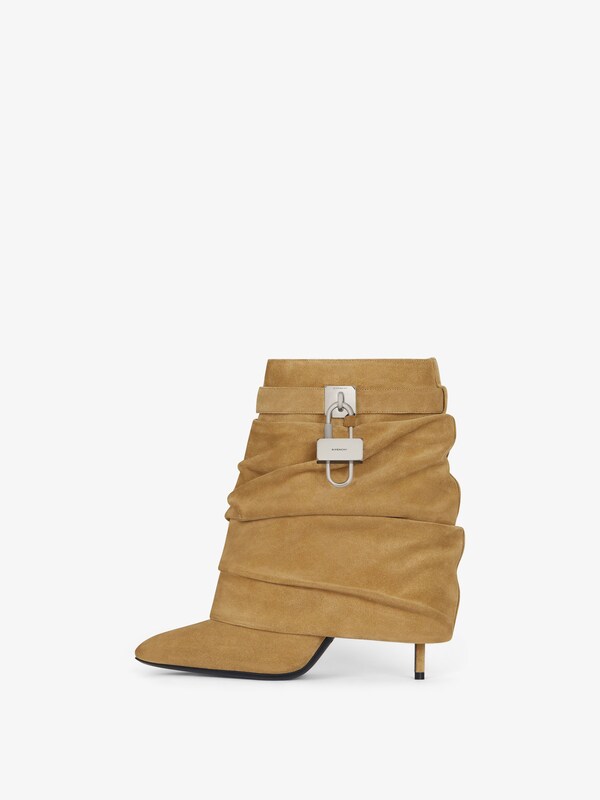 Givenchy Shark Lock Stiletto Ankle Boots In Suede