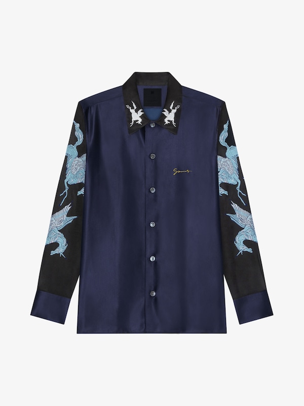 Givenchy Shirt In Satin With Unicorns Embroidery