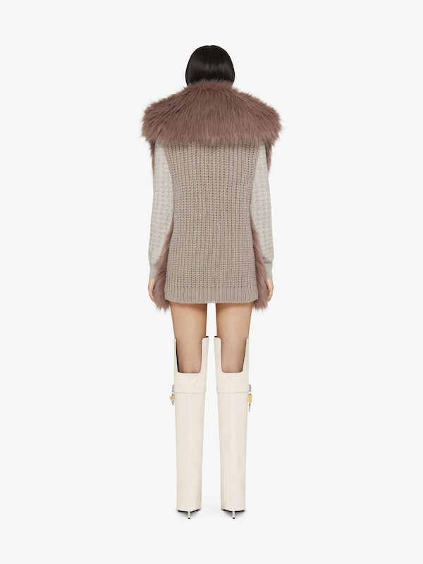 Givenchy Sleeveless Jacket In Faux Fur And Knit