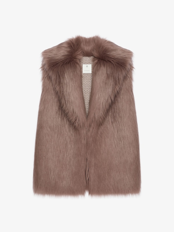 Givenchy Sleeveless Jacket In Faux Fur And Knit
