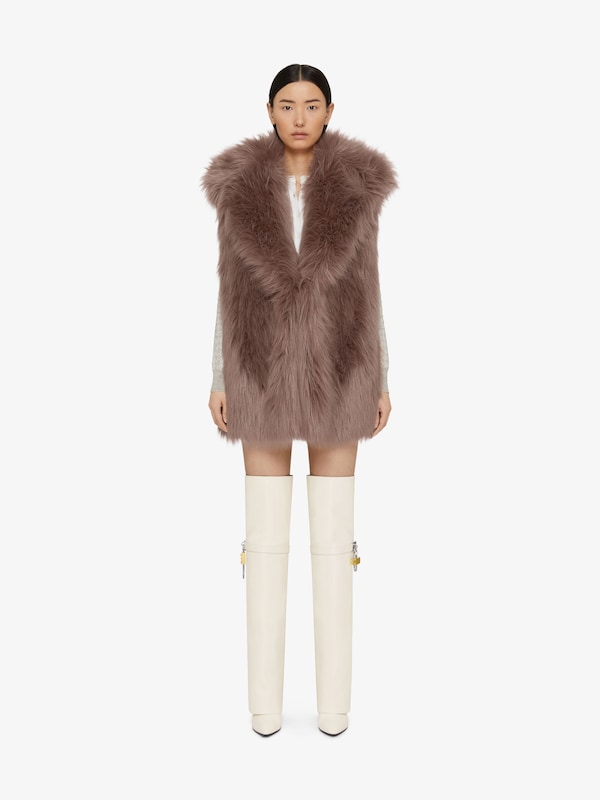 Givenchy Sleeveless jacket in faux fur and knit