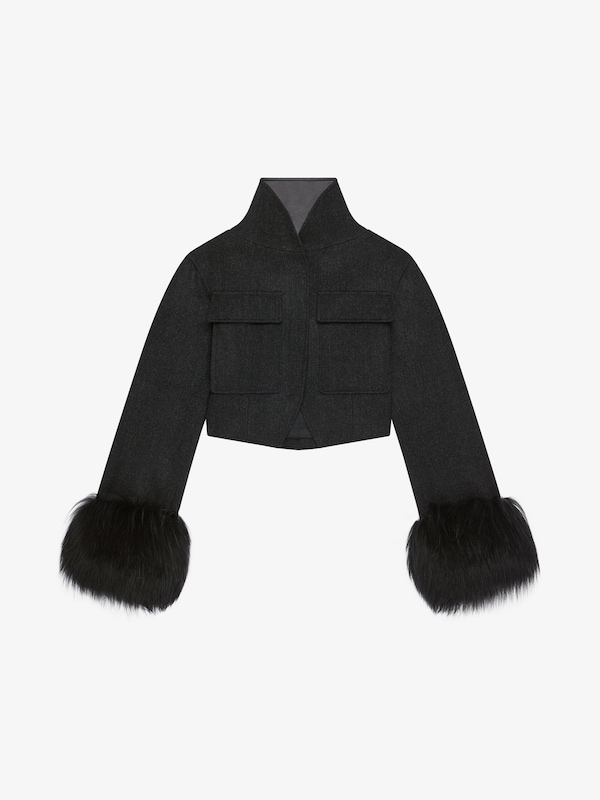 Givenchy Slim Fit Jacket In Wool And Fur
