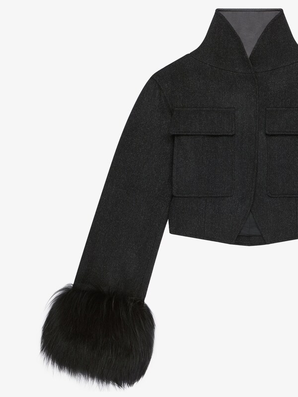 Givenchy Slim Fit Jacket In Wool And Fur