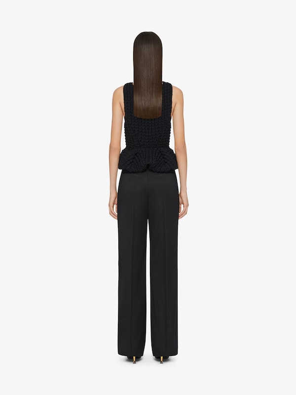 Givenchy Slim Fit Peplum Top In Waffle Wool