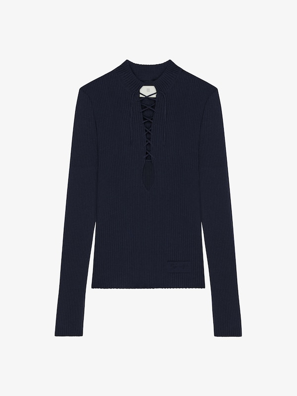 Givenchy Slim Fit Sweater In Cashmere With Laces