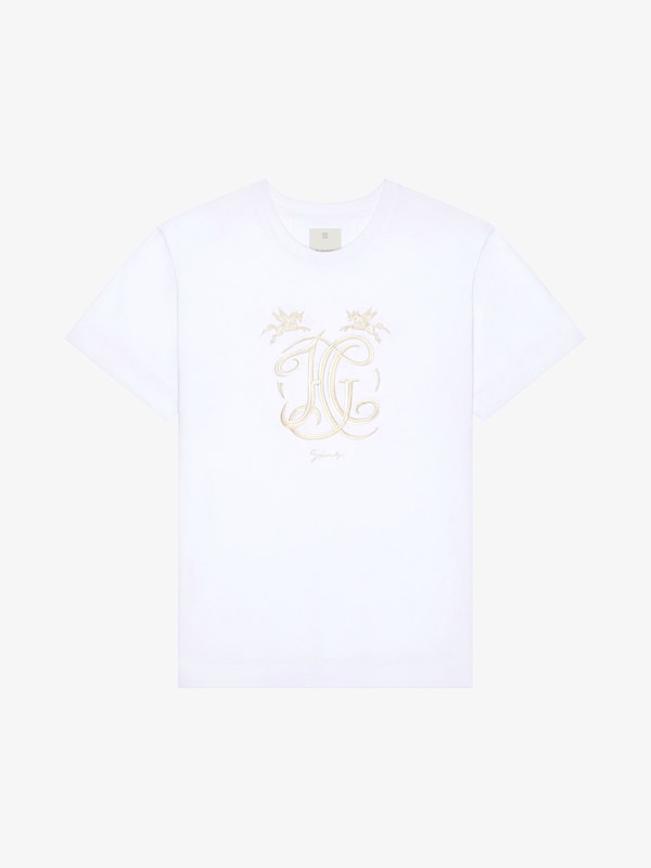 Givenchy T-shirt In Cotton With HG Embroidery