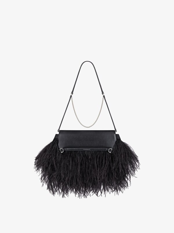 Givenchy Voyou Clutch Bag In Leather And Feathers
