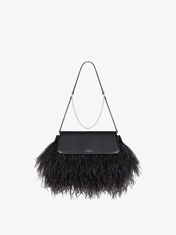 Givenchy Voyou Clutch bag in leather and feathers