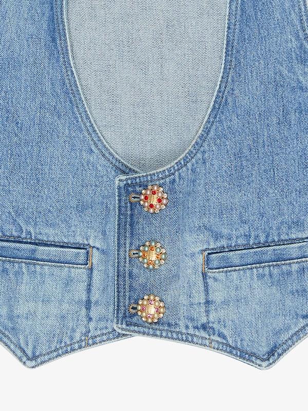 Givenchy Waistcoat In Denim With 4G Jewel Buttons