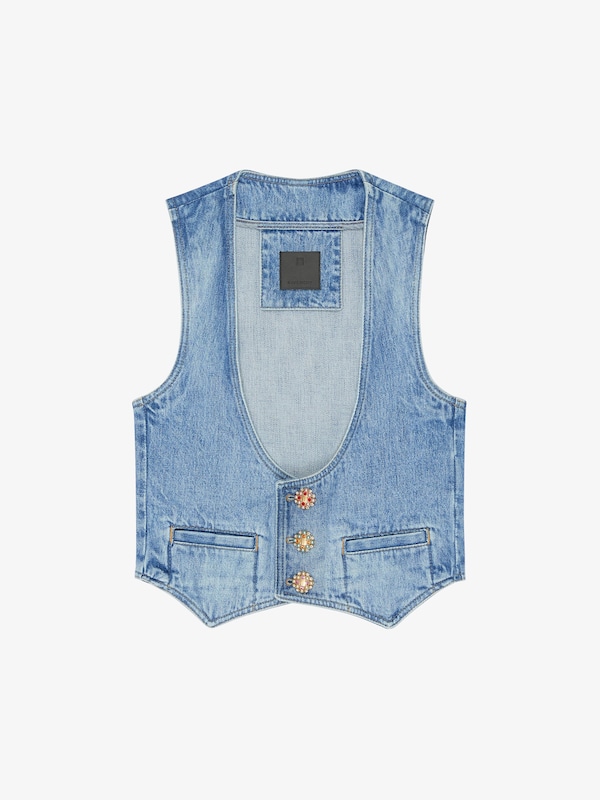 Givenchy Waistcoat in denim with 4G jewel buttons
