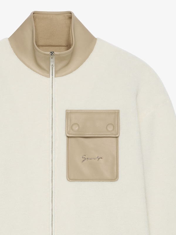 Givenchy Zipped Sweatshirt In Fleece And Leather