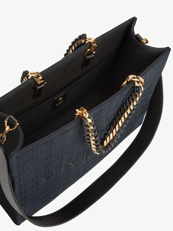 Givenchy Medium G-Tote Shopping Bag In 4G Embroidery With Chain