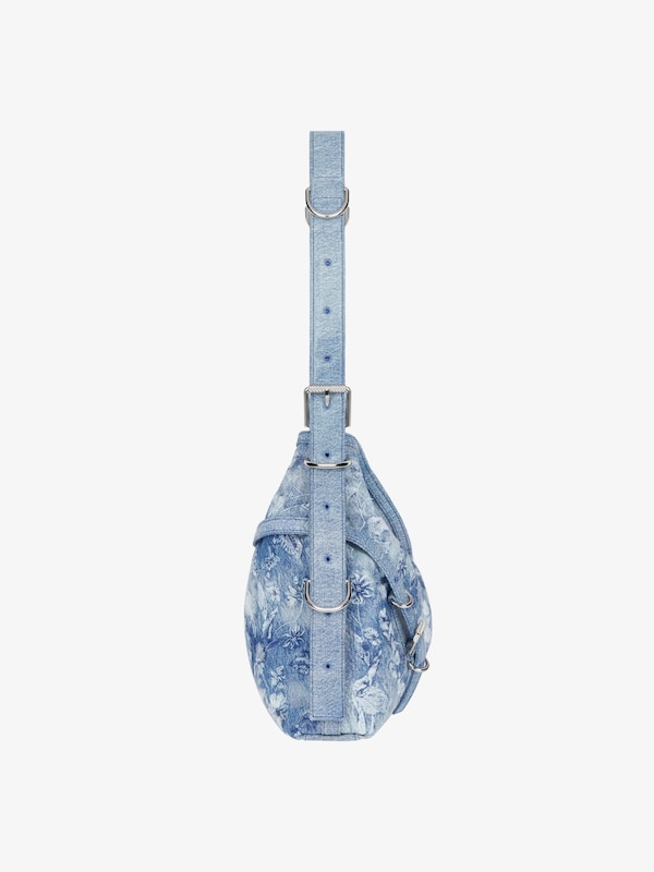 Givenchy Medium Voyou Bag In Washed Embroidered Denim