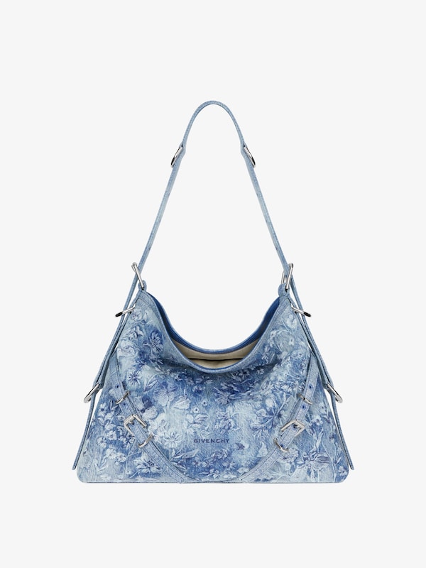 Givenchy Medium Voyou bag in washed embroidered denim