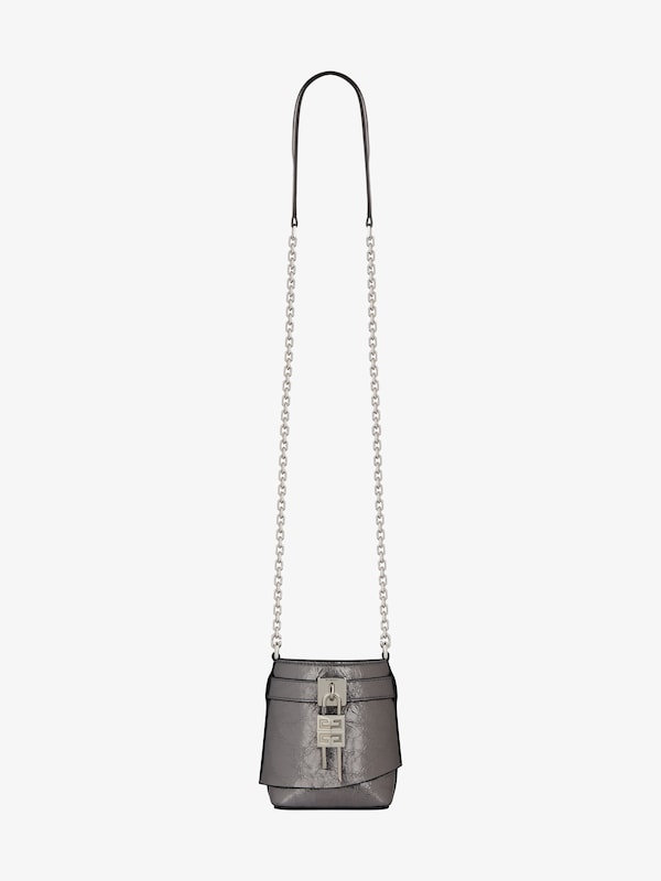 Givenchy Micro Shark Lock Bucket Bag In Laminated Leather
