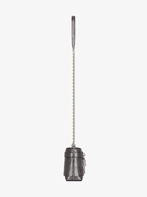 Givenchy Micro Shark Lock Bucket Bag In Laminated Leather