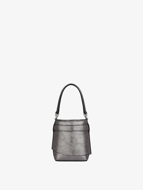Givenchy Micro Shark Lock Bucket Bag In Laminated Leather
